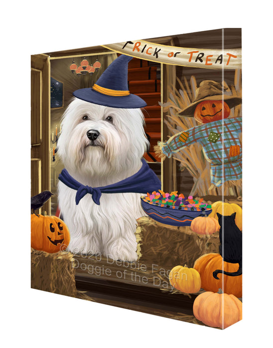 Enter at Your Own Risk Halloween Trick or Treat Coton De Tulear Dogs Canvas Wall Art - Premium Quality Ready to Hang Room Decor Wall Art Canvas - Unique Animal Printed Digital Painting for Decoration CVS228