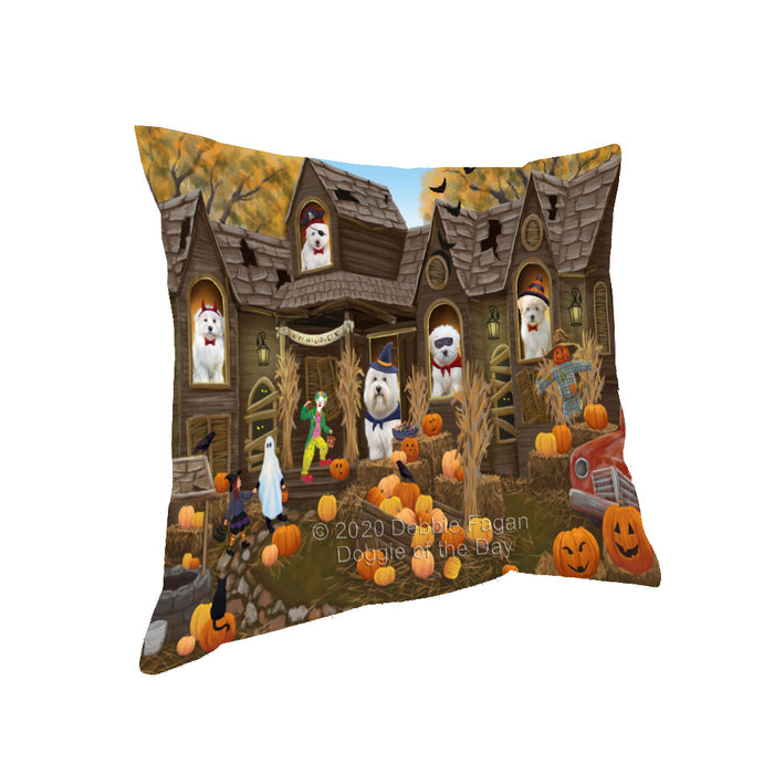 Haunted House Halloween Trick or Treat Coton De Tulear Dogs Pillow with Top Quality High-Resolution Images - Ultra Soft Pet Pillows for Sleeping - Reversible & Comfort - Ideal Gift for Dog Lover - Cushion for Sofa Couch Bed - 100% Polyester