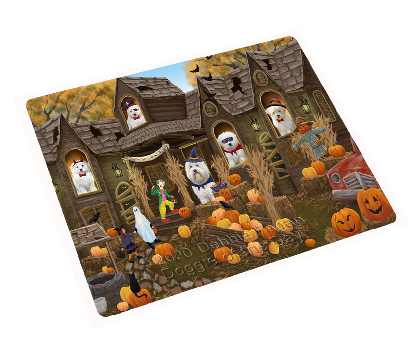 Haunted House Halloween Trick or Treat Coton De Tulear Dogs Cutting Board - For Kitchen - Scratch & Stain Resistant - Designed To Stay In Place - Easy To Clean By Hand - Perfect for Chopping Meats, Vegetables