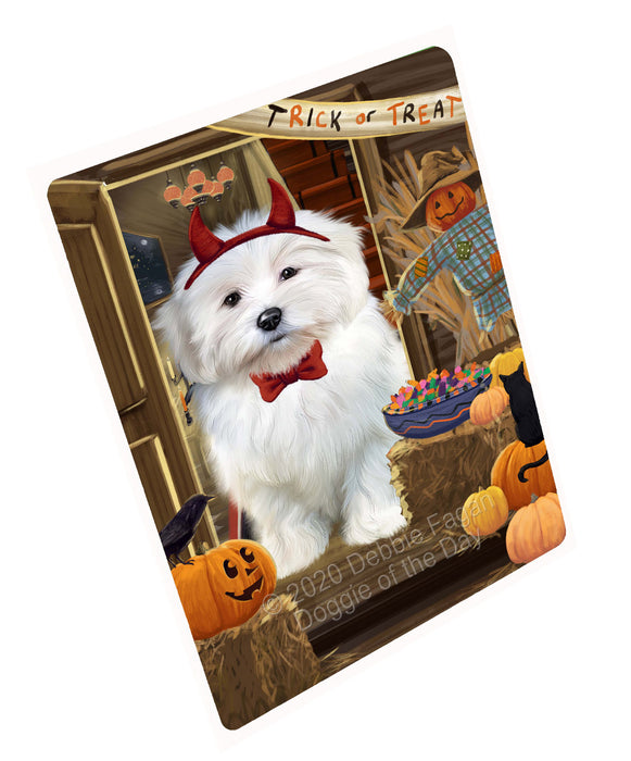 Enter at Your Own Risk Halloween Trick or Treat Coton De Tulear Dogs Cutting Board - For Kitchen - Scratch & Stain Resistant - Designed To Stay In Place - Easy To Clean By Hand - Perfect for Chopping Meats, Vegetables, CA82758