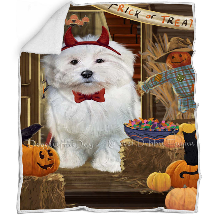 Enter at Own Risk Trick or Treat Halloween Coton De Tulear Dog Blanket BLNKT142613