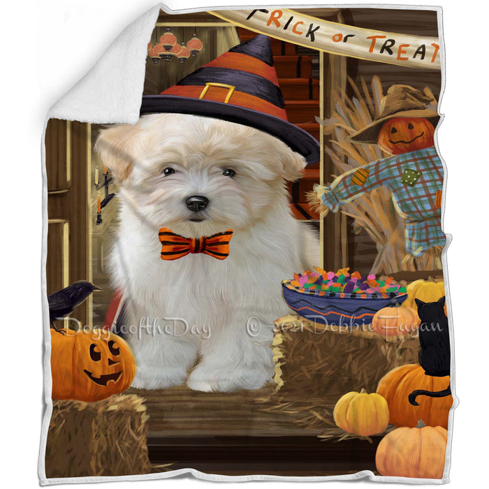 Enter at Own Risk Trick or Treat Halloween Coton De Tulear Dog Blanket BLNKT142614