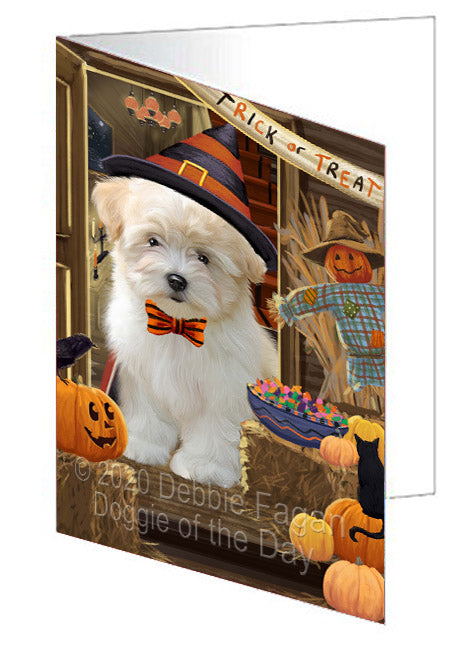 Enter at Your Own Risk Halloween Trick or Treat Coton De Tulear Dogs Handmade Artwork Assorted Pets Greeting Cards and Note Cards with Envelopes for All Occasions and Holiday Seasons