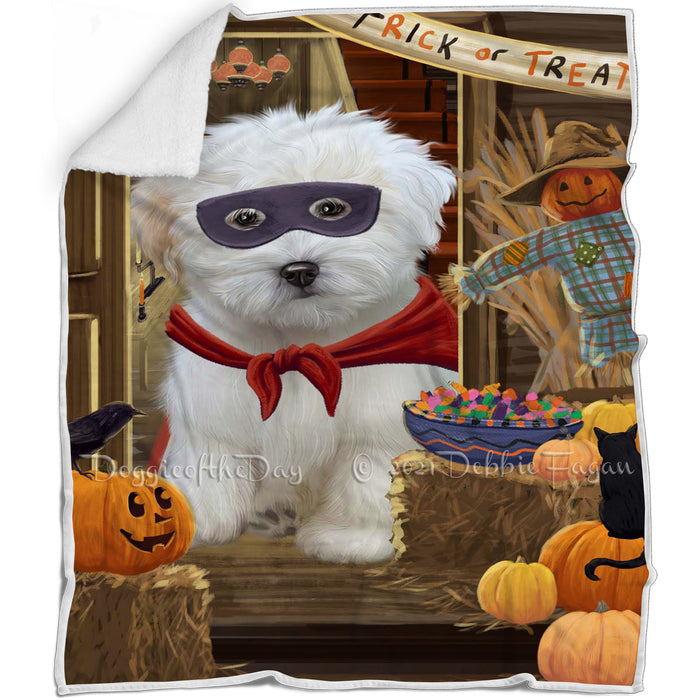 Enter at Own Risk Trick or Treat Halloween Coton De Tulear Dog Blanket BLNKT142616
