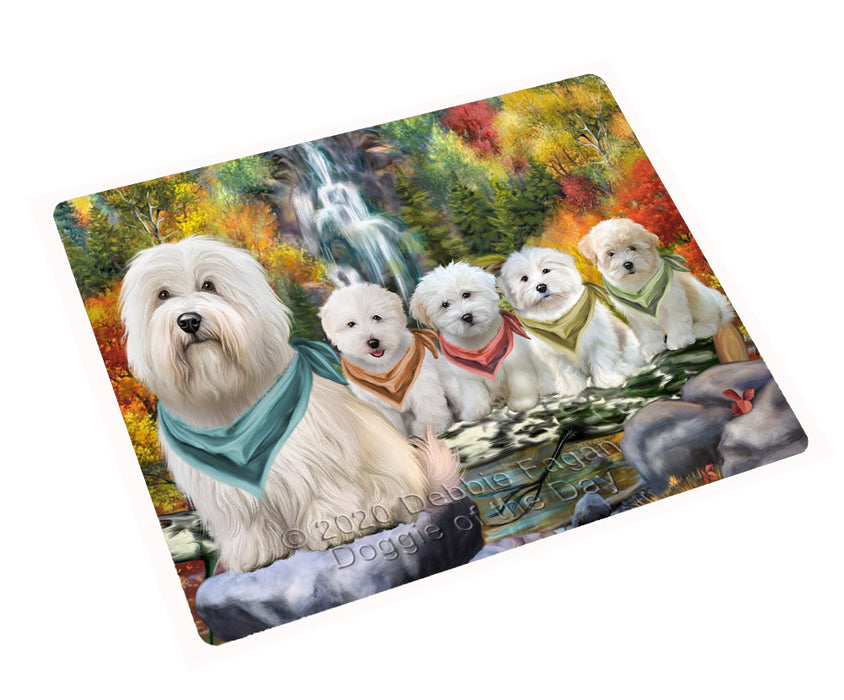 Scenic Waterfall Coton De Tulear Dogs Cutting Board - For Kitchen - Scratch & Stain Resistant - Designed To Stay In Place - Easy To Clean By Hand - Perfect for Chopping Meats, Vegetables