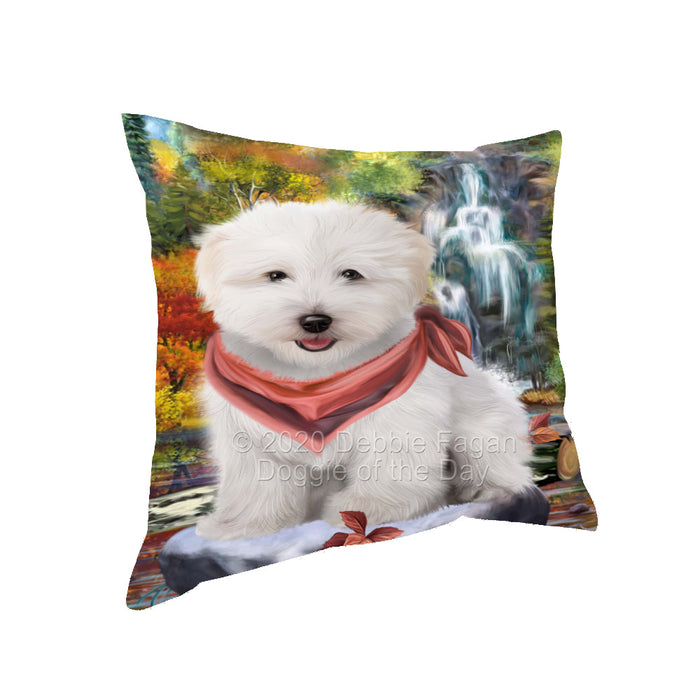 Scenic Waterfall Coton De Tulear Dog Pillow with Top Quality High-Resolution Images - Ultra Soft Pet Pillows for Sleeping - Reversible & Comfort - Ideal Gift for Dog Lover - Cushion for Sofa Couch Bed - 100% Polyester