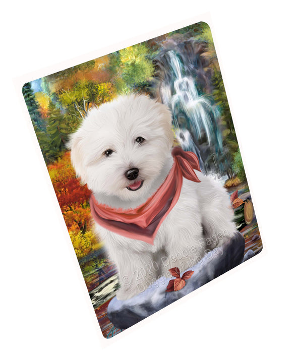 Scenic Waterfall Coton De Tulear Dog Cutting Board - For Kitchen - Scratch & Stain Resistant - Designed To Stay In Place - Easy To Clean By Hand - Perfect for Chopping Meats, Vegetables