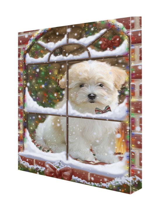 Please come Home for Christmas Coton De Tulear Dog Canvas Wall Art - Premium Quality Ready to Hang Room Decor Wall Art Canvas - Unique Animal Printed Digital Painting for Decoration