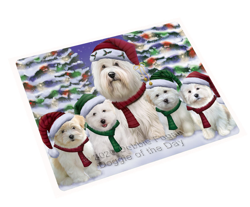 Christmas Happy Holidays Coton De Tulear Dogs Family Portrait Refrigerator/Dishwasher Magnet - Kitchen Decor Magnet - Pets Portrait Unique Magnet - Ultra-Sticky Premium Quality Magnet