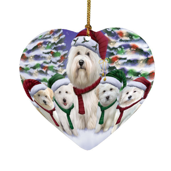 Christmas Happy Holidays Coton De Tulear Dogs Family Portrait Heart Christmas Ornament HPORA58936