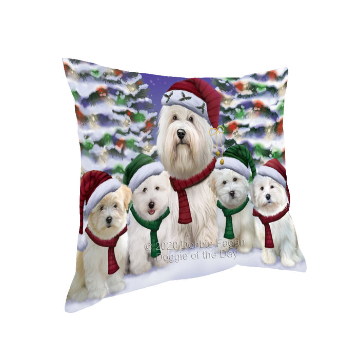 Christmas Happy Holidays Coton De Tulear Dogs Family Portrait Pillow with Top Quality High-Resolution Images - Ultra Soft Pet Pillows for Sleeping - Reversible & Comfort - Ideal Gift for Dog Lover - Cushion for Sofa Couch Bed - 100% Polyester