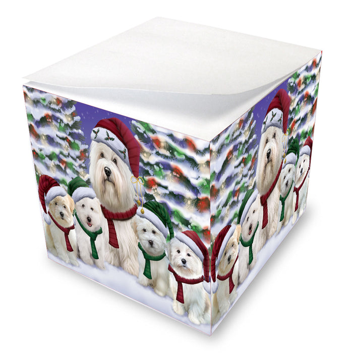 Christmas Happy Holidays Coton De Tulear Dogs Family Portrait Note Cube NOC-DOTD-A57216