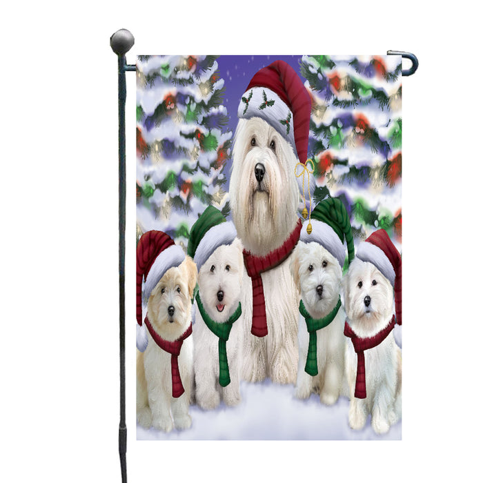 Christmas Happy Holidays Coton De Tulear Dogs Family Portrait Garden Flags Outdoor Decor for Homes and Gardens Double Sided Garden Yard Spring Decorative Vertical Home Flags Garden Porch Lawn Flag for Decorations
