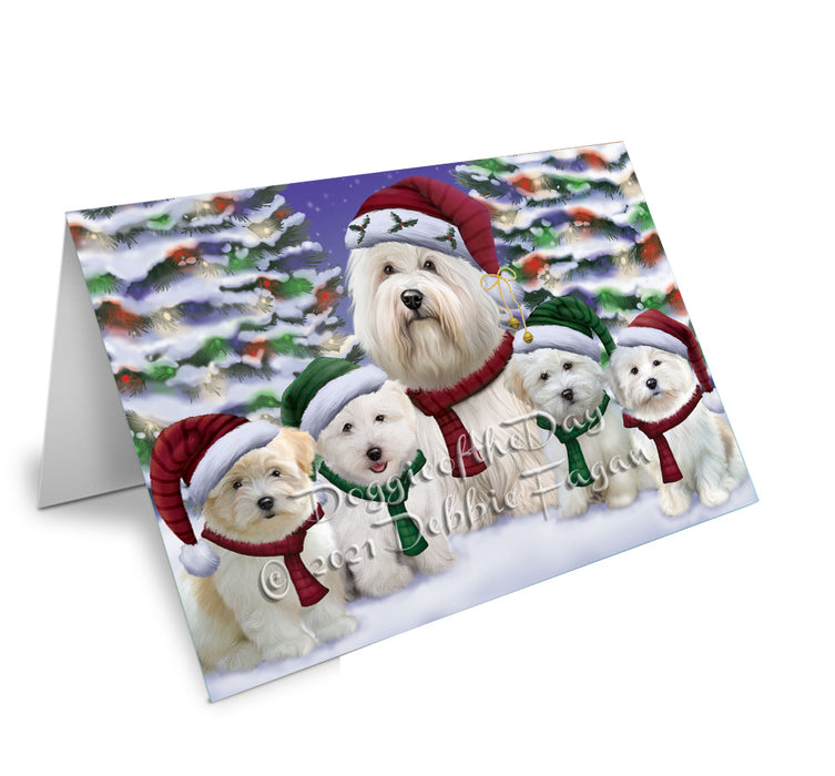Christmas Family Portrait Coton De Tulear Dog Handmade Artwork Assorted Pets Greeting Cards and Note Cards with Envelopes for All Occasions and Holiday Seasons