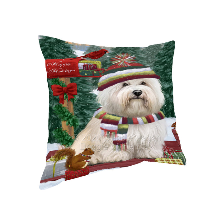 Christmas Woodland Sled Coton De Tulear Dog Pillow with Top Quality High-Resolution Images - Ultra Soft Pet Pillows for Sleeping - Reversible & Comfort - Ideal Gift for Dog Lover - Cushion for Sofa Couch Bed - 100% Polyester, PILA93592