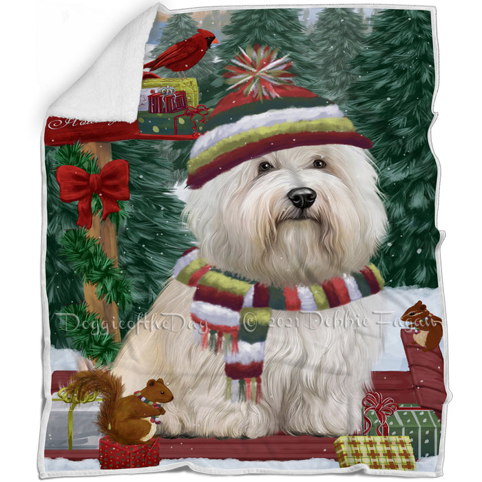 Merry Christmas Woodland Sled Coton De Tulear Blanket BLNKT142713