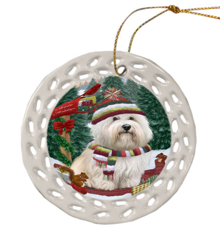 Christmas Woodland Sled Coton De Tulear Dog Doily Ornament DPOR59059