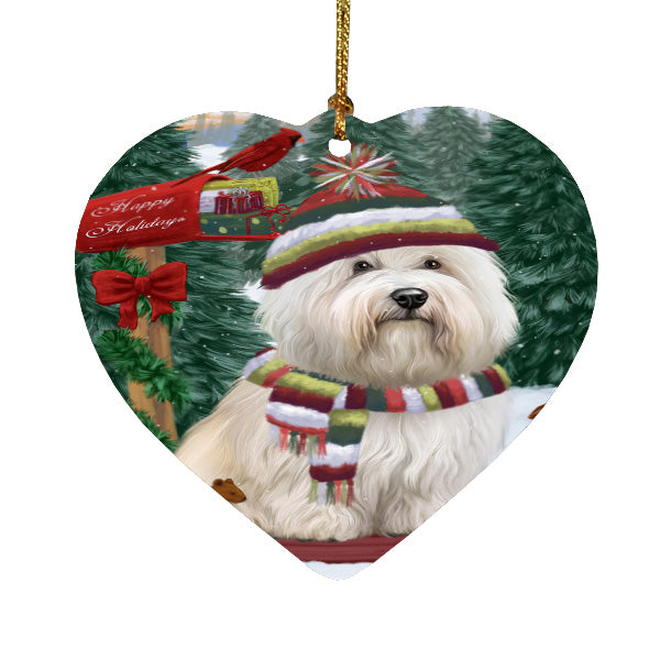 Christmas Woodland Sled Coton De Tulear Dog Heart Christmas Ornament HPORA59423