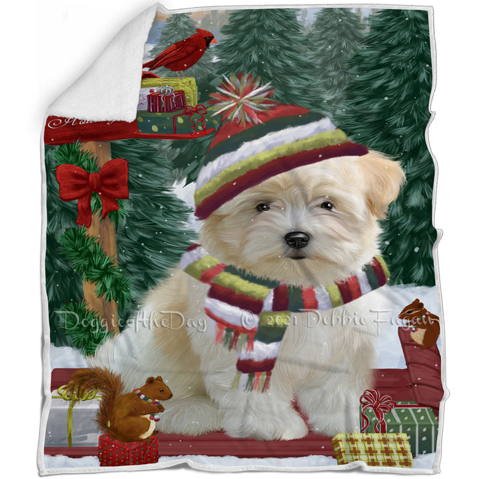 Merry Christmas Woodland Sled Coton De Tulear Blanket BLNKT142714
