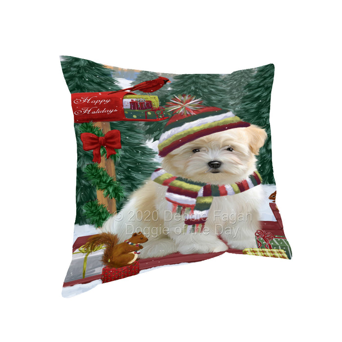 Christmas Woodland Sled Coton De Tulear Dog Pillow with Top Quality High-Resolution Images - Ultra Soft Pet Pillows for Sleeping - Reversible & Comfort - Ideal Gift for Dog Lover - Cushion for Sofa Couch Bed - 100% Polyester, PILA93595
