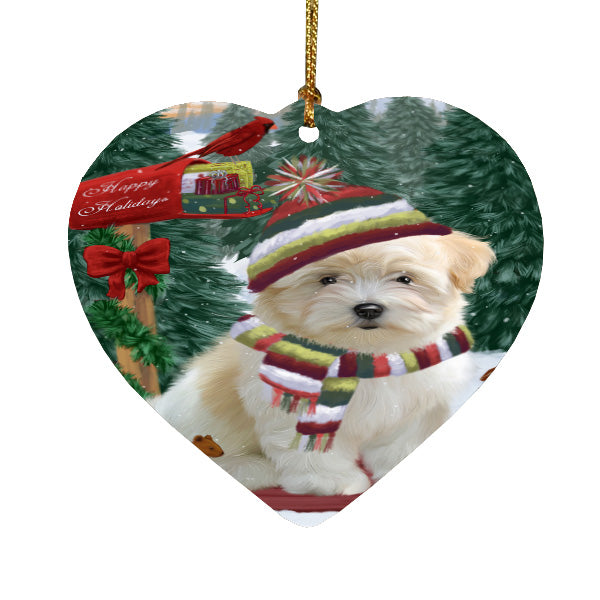 Christmas Woodland Sled Coton De Tulear Dog Heart Christmas Ornament HPORA59424