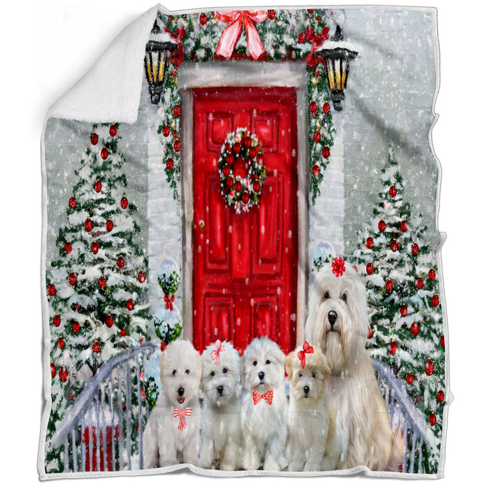 Christmas Holiday Welcome Coton De Tulear Dogs Blanket - Lightweight Soft Cozy and Durable Bed Blanket - Animal Theme Fuzzy Blanket for Sofa Couch