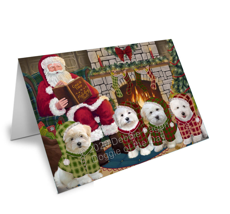 Christmas Dog house Gathering Coton De Tulear Dogs Handmade Artwork Assorted Pets Greeting Cards and Note Cards with Envelopes for All Occasions and Holiday Seasons