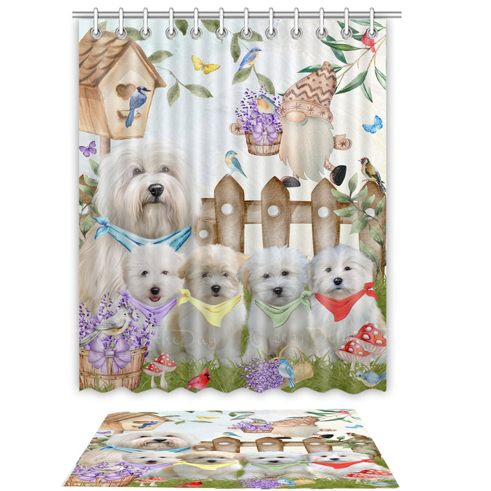 Coton De Tulear Shower Curtain & Bath Mat Set, Custom, Explore a Variety of Designs, Personalized, Curtains with hooks and Rug Bathroom Decor, Halloween Gift for Dog Lovers