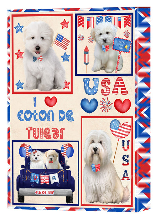 4th of July Independence Day I Love USA Coton De Tulear Dogs Canvas Wall Art - Premium Quality Ready to Hang Room Decor Wall Art Canvas - Unique Animal Printed Digital Painting for Decoration