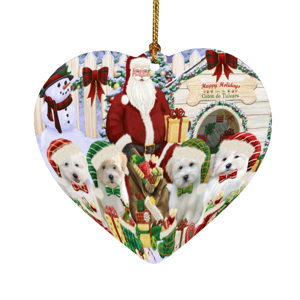 Christmas Dog house Gathering Coton De Tulear Dogs Heart Christmas Ornament HPORA59155