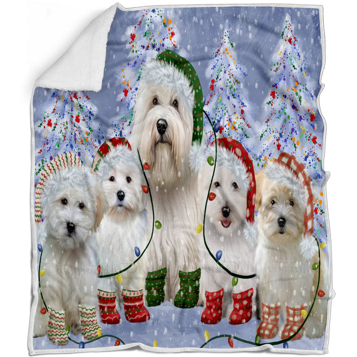 Christmas Lights and Coton De Tulear Dogs Blanket - Lightweight Soft Cozy and Durable Bed Blanket - Animal Theme Fuzzy Blanket for Sofa Couch