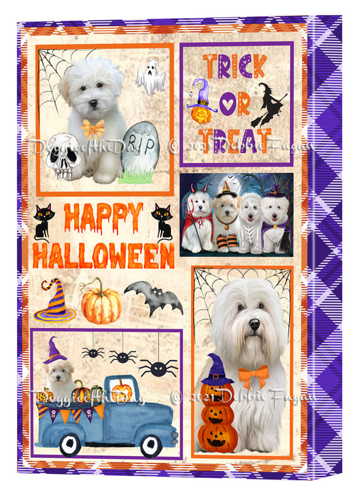 Happy Halloween Trick or Treat Coton De Tulear Dogs Canvas Wall Art Decor - Premium Quality Canvas Wall Art for Living Room Bedroom Home Office Decor Ready to Hang CVS150452