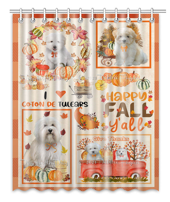 Happy Fall Y'all Pumpkin Coton De Tulear Dogs Shower Curtain Bathroom Accessories Decor Bath Tub Screens