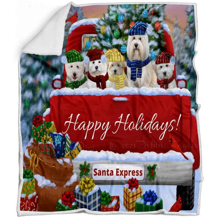 Christmas Red Truck Travlin Home for the Holidays Coton De Tulear Dogs Blanket - Lightweight Soft Cozy and Durable Bed Blanket - Animal Theme Fuzzy Blanket for Sofa Couch