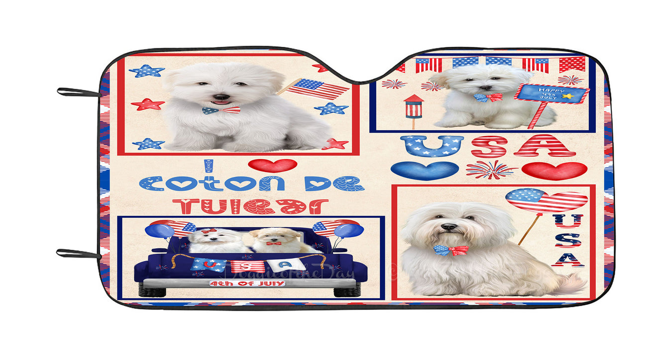 4th of July Independence Day I Love USA Coton De Tulear Dogs Car Sun Shade Cover Curtain