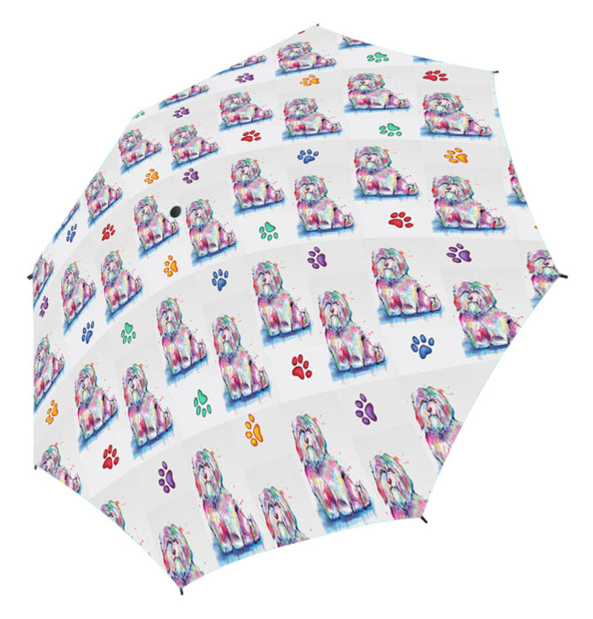 Watercolor Mini Coton De Tulear DogsSemi-Automatic Foldable Umbrella
