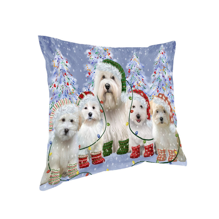 Christmas Lights and Coton De Tulear Dogs Pillow with Top Quality High-Resolution Images - Ultra Soft Pet Pillows for Sleeping - Reversible & Comfort - Ideal Gift for Dog Lover - Cushion for Sofa Couch Bed - 100% Polyester