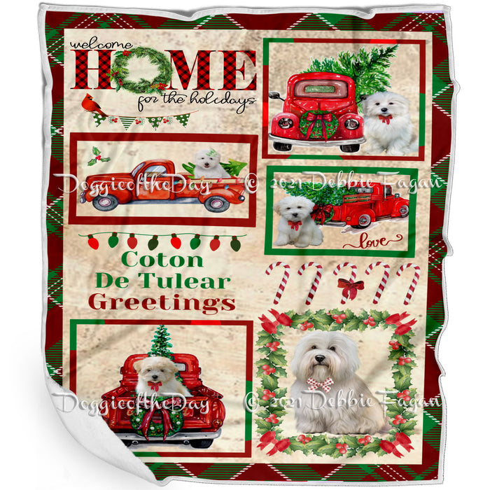 Welcome Home for Christmas Holidays Coton De Tulear Dogs Blanket BLNKT71946