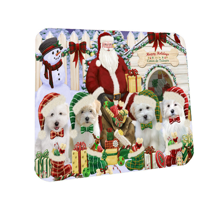 Christmas Dog house Gathering Coton De Tulear Dogs Coasters Set of 4 CSTA58394