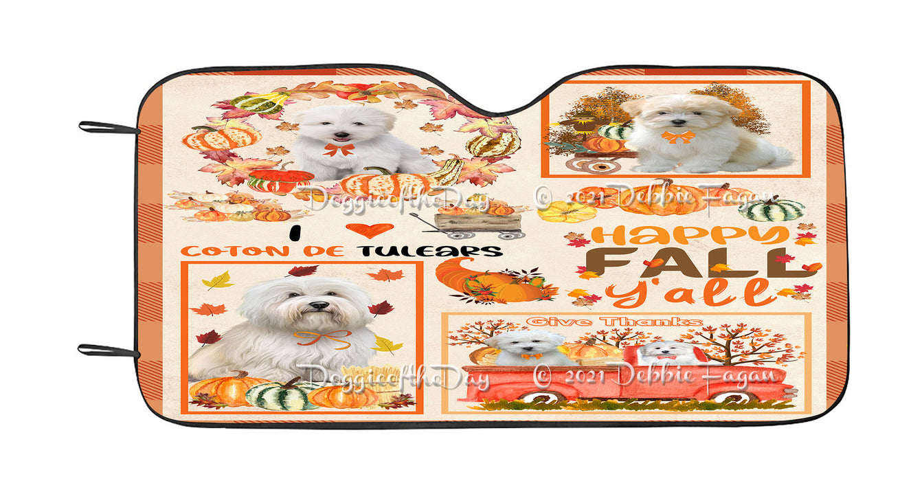 Happy Fall Y'all Pumpkin Coton De Tulear Dogs Car Sun Shade Cover Curtain
