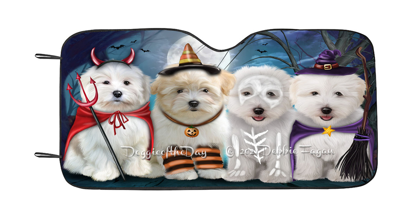 Happy Halloween Trick or Treat Coton De Tulear Dogs Car Sun Shade Cover Curtain