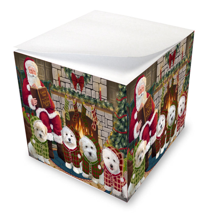 Christmas Cozy Fire Holiday Tails Coton De Tulear Dogs Note Cube NOC-DOTD-A57443