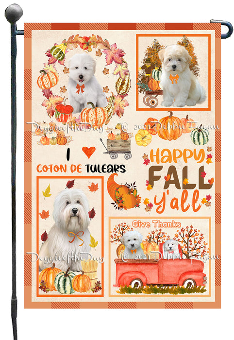 Happy Fall Y'all Pumpkin Coton De Tulear Dogs Garden Flags- Outdoor Double Sided Garden Yard Porch Lawn Spring Decorative Vertical Home Flags 12 1/2"w x 18"h