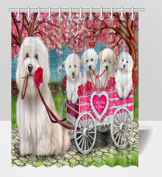 I Love Coton De Tulear Dogs in a Cart Shower Curtain