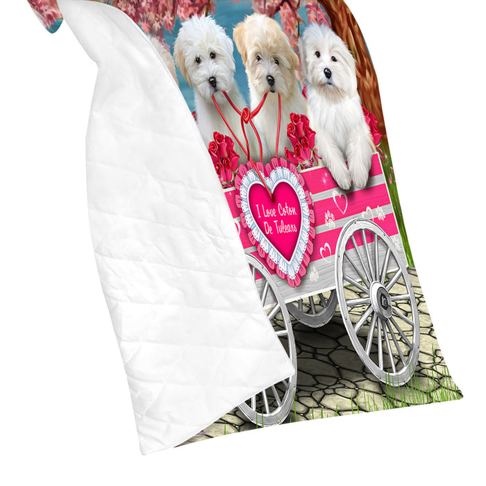 I Love Coton De Tulear Dogs in a Cart Quilt