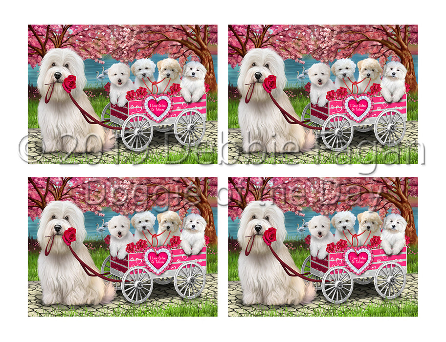 I Love Coton De Tulear Dogs in a Cart Placemat