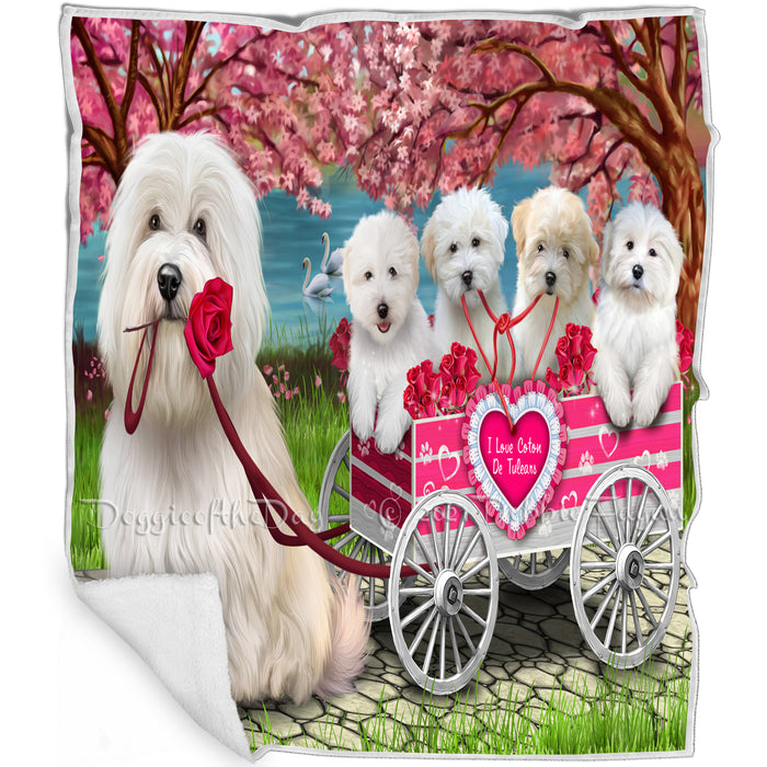 I Love Coton De Tulear Dogs in a Cart Blanket BLNKT133671