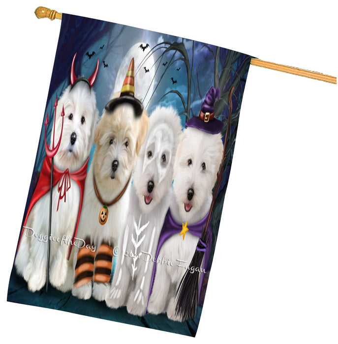 Halloween Trick or Treat Coton De Tulear Dogs House Flag Outdoor Decorative Double Sided Pet Portrait Weather Resistant Premium Quality Animal Printed Home Decorative Flags 100% Polyester