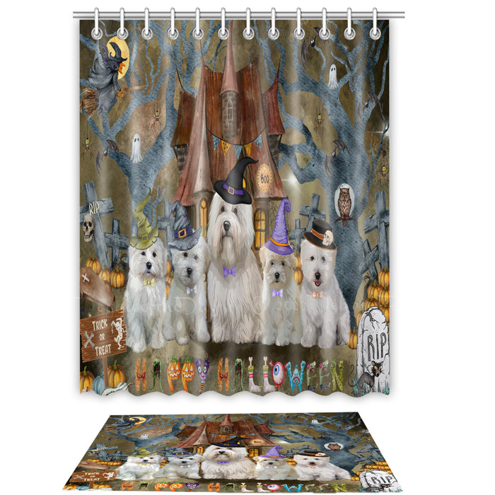 Coton De Tulear Shower Curtain & Bath Mat Set, Custom, Explore a Variety of Designs, Personalized, Curtains with hooks and Rug Bathroom Decor, Halloween Gift for Dog Lovers
