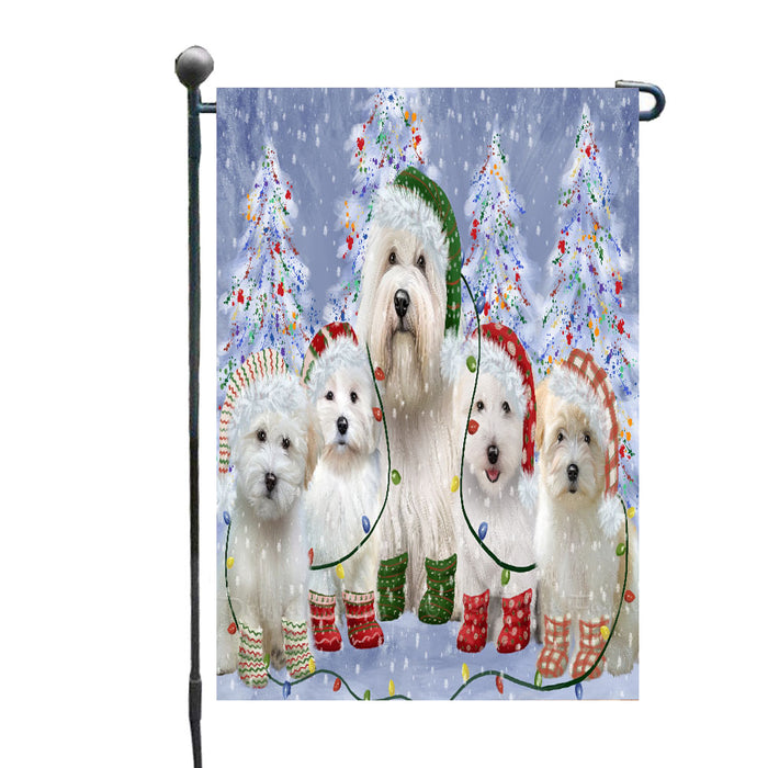 Christmas Lights and Coton De Tulear Dogs Garden Flags- Outdoor Double Sided Garden Yard Porch Lawn Spring Decorative Vertical Home Flags 12 1/2"w x 18"h